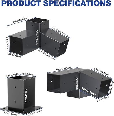 Комплект оборудования для наружной перголы ∙ 4х4 дюйма 3-сторонние наклонные металлические скобки